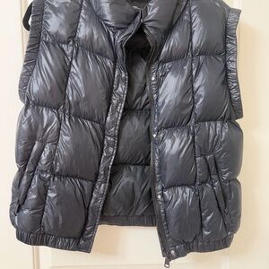 Women's Shiny Black Puffer Vest